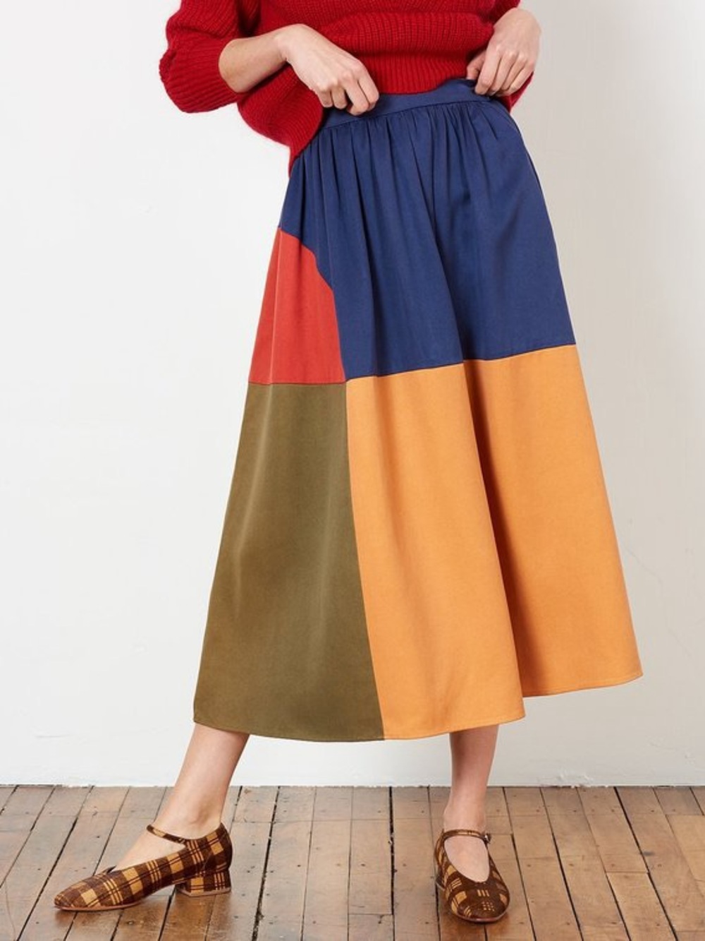 Mara Hoffman “Molly” skirt in Penny colorblock print